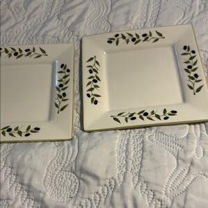 Elegant Olive Leaf Square Dinner Plates
